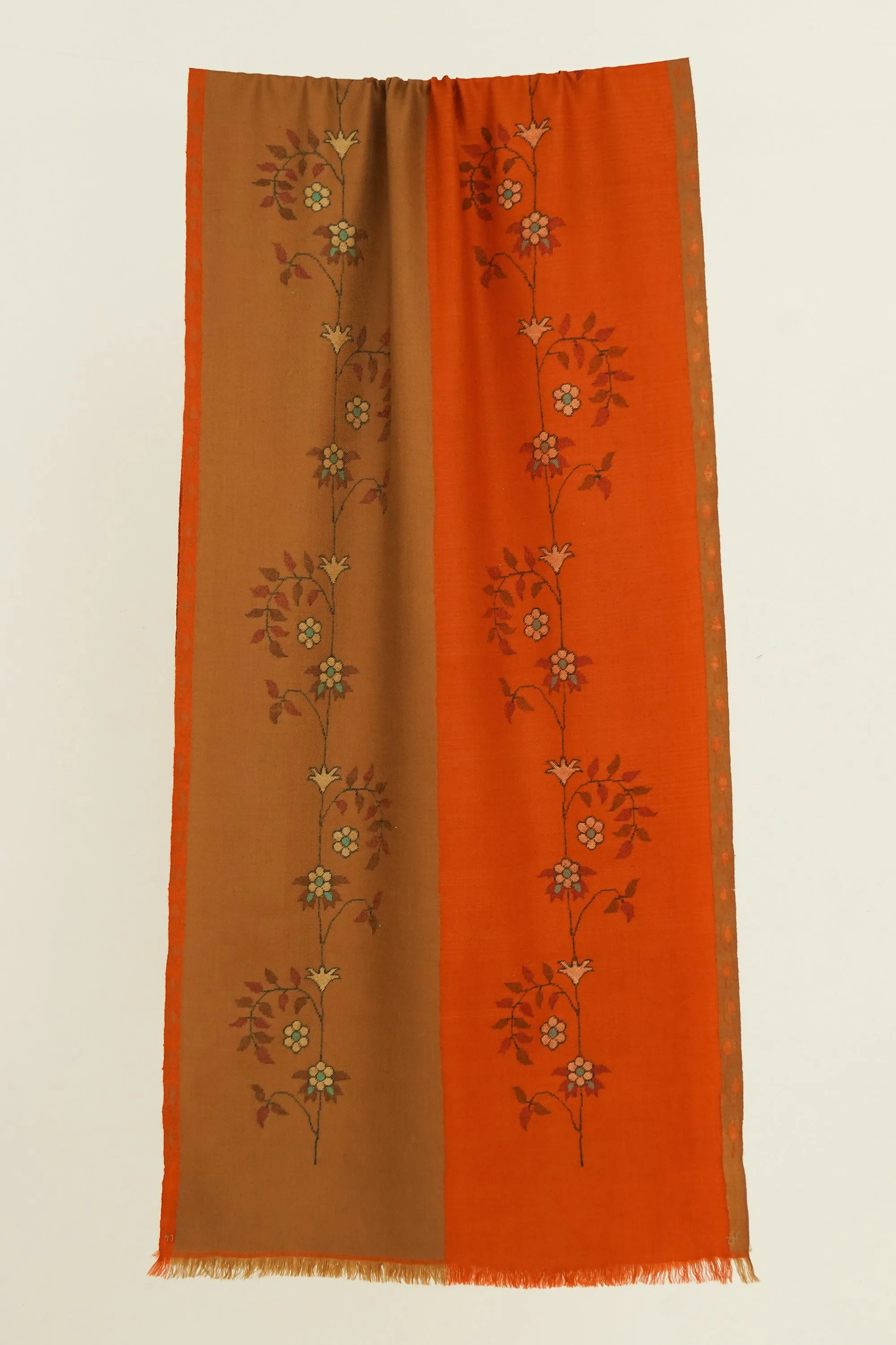 Kani Farwah Hand woven Cashmere Scarf Lacquer Tan