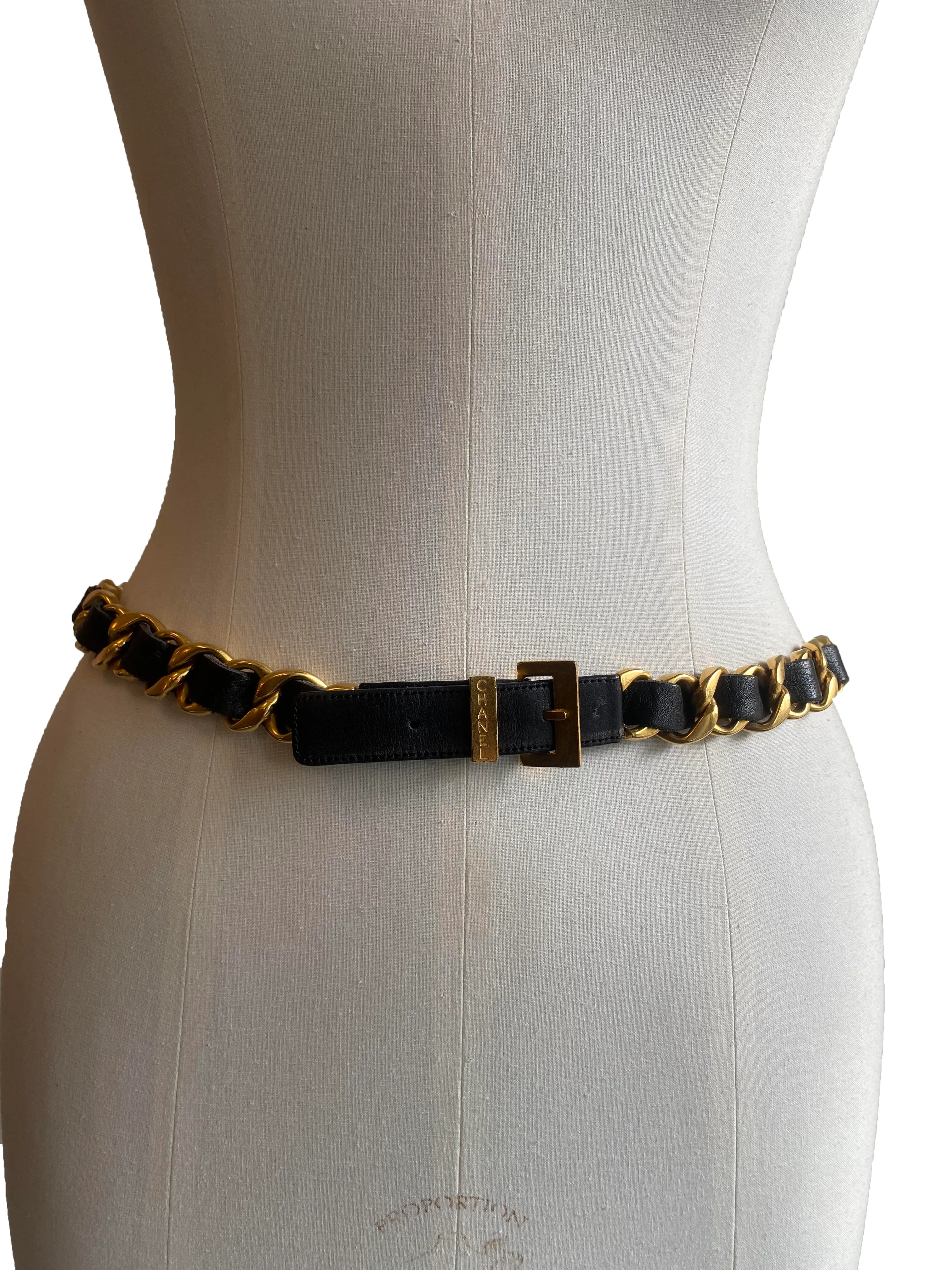 Leather & Chain Buckle Belt