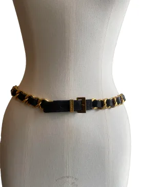 Leather & Chain Buckle Belt