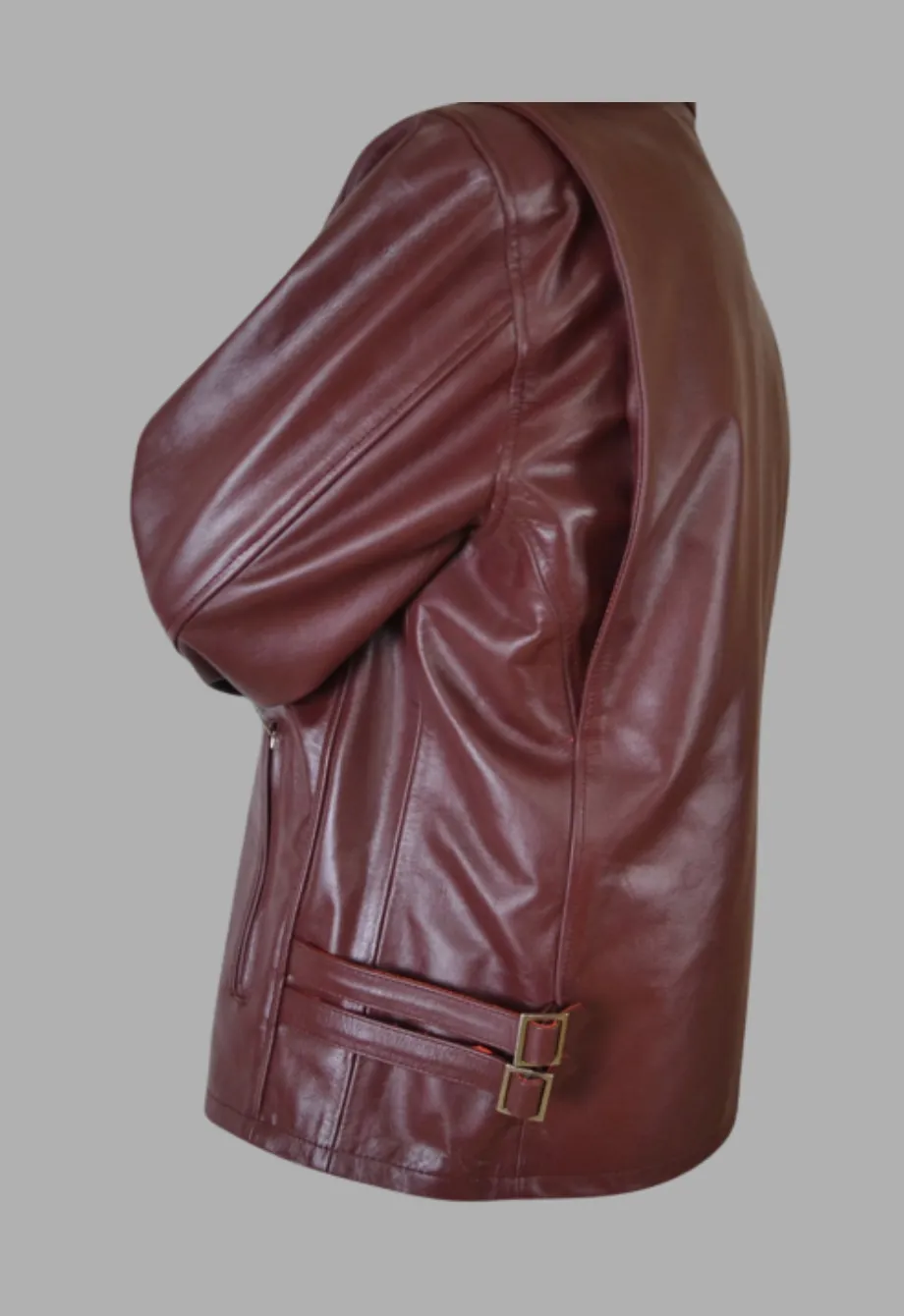 Mens Designer Motorcycle Maroon Racer Leather Jacket