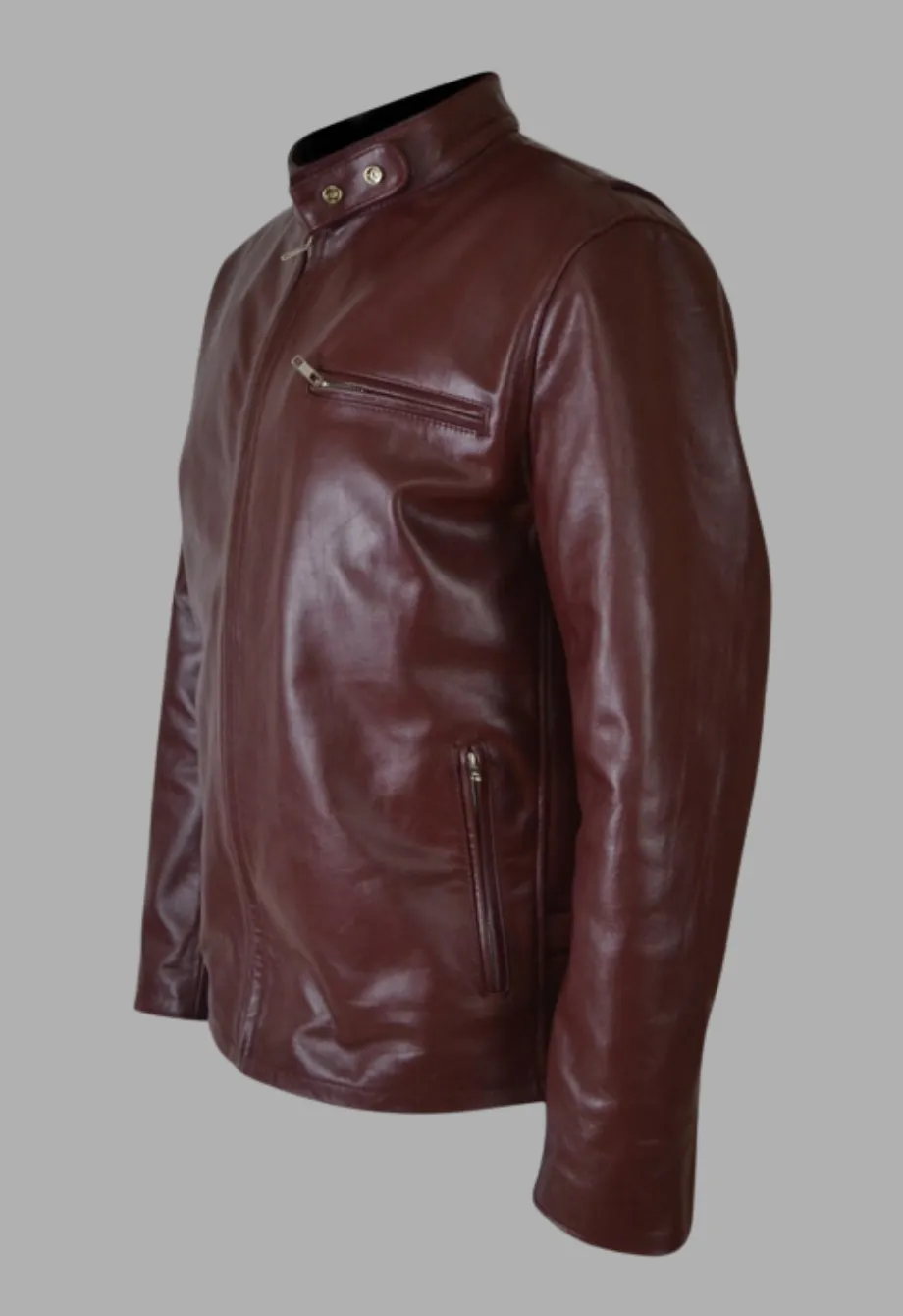 Mens Designer Motorcycle Maroon Racer Leather Jacket