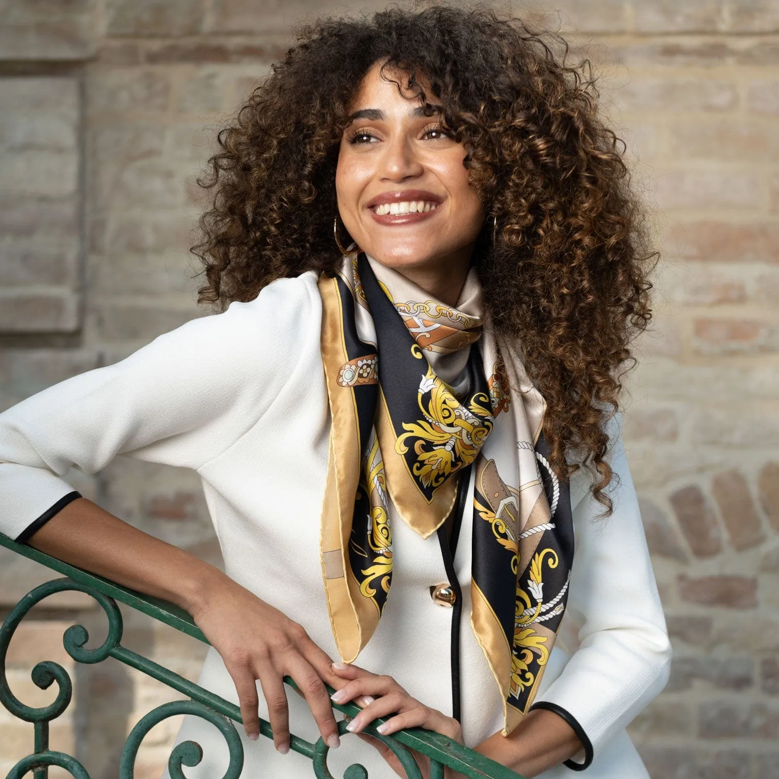 Moment in Time - Hand Rolled Silk Foulard - Gold