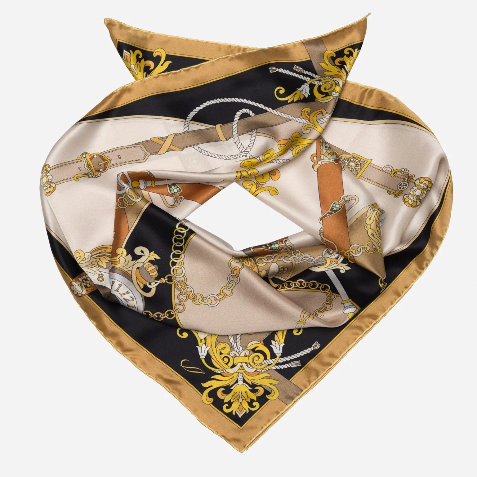 Moment in Time - Hand Rolled Silk Foulard - Gold