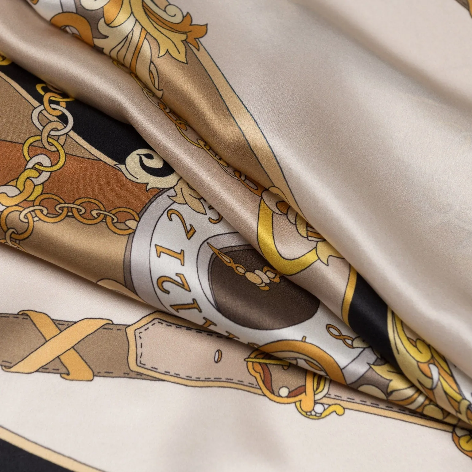 Moment in Time - Hand Rolled Silk Foulard - Gold