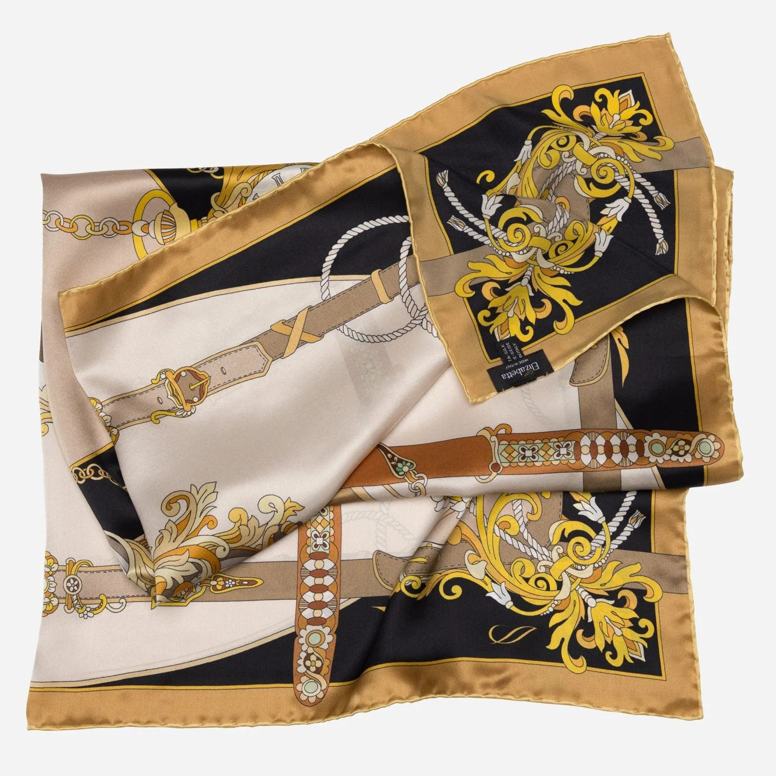 Moment in Time - Hand Rolled Silk Foulard - Gold