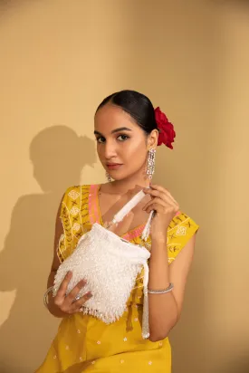 PASHMINA ROSHAN CARRYING MODARTA WHITE POTLI BAG