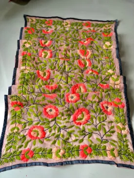Peach x Green Mini Georgette Neck Scarf / Wrap