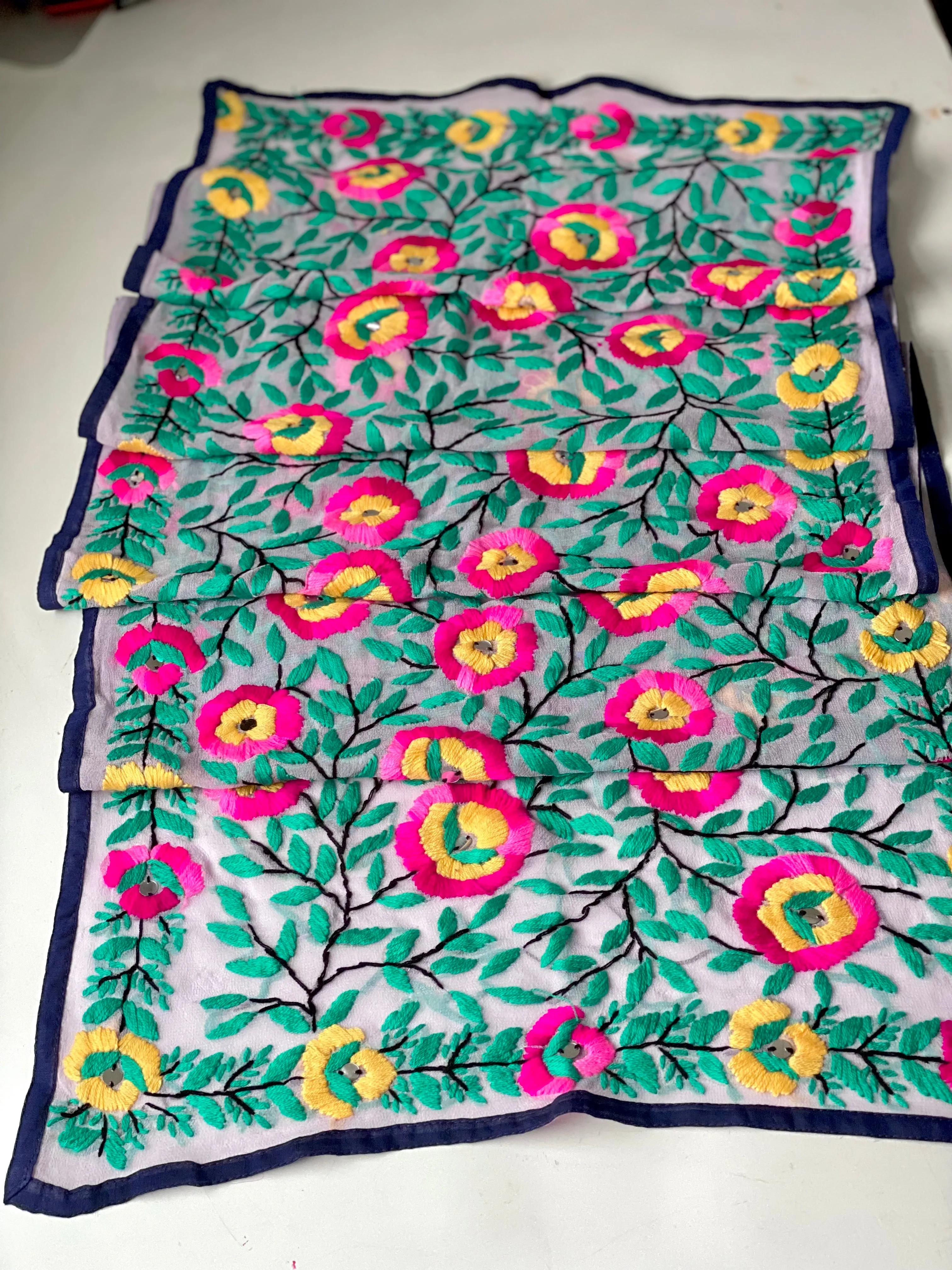 Pink x Teal Mini Georgette Neck Scarf / Wrap