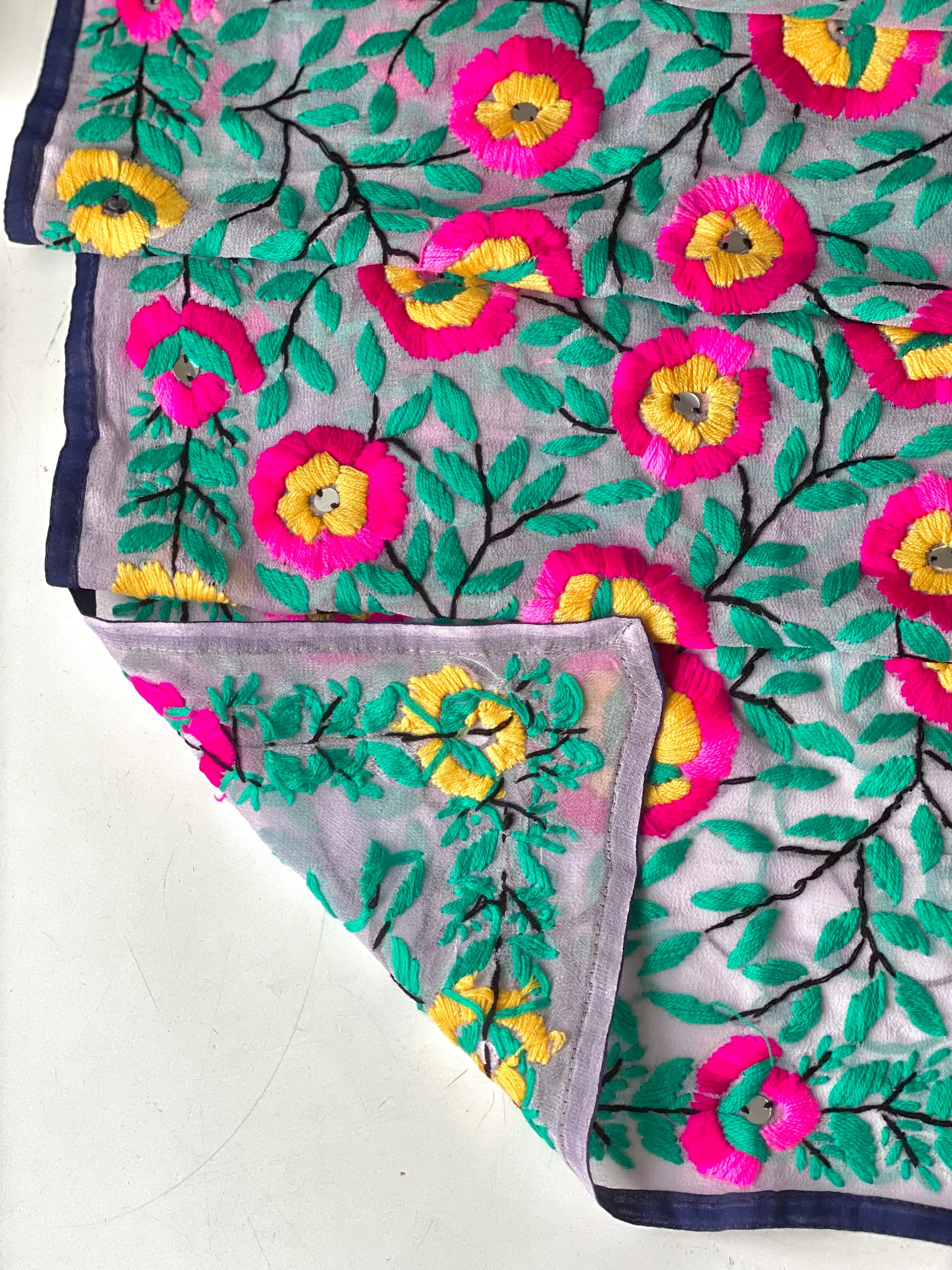 Pink x Teal Mini Georgette Neck Scarf / Wrap