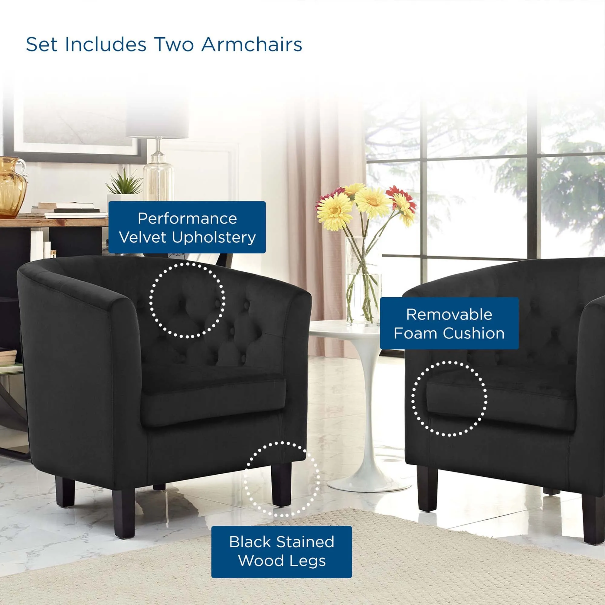 Prospect 2 Piece Performance Velvet Armchair Set by Modway