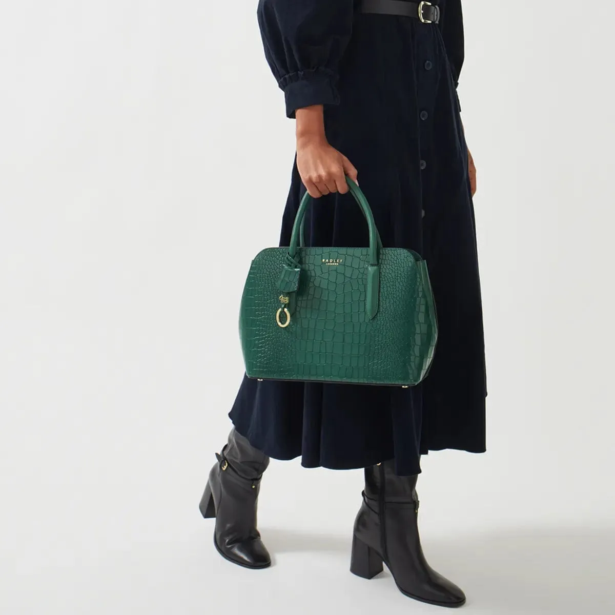 Radley Liverpool Street 2.0 Croc Ziptop Bag Green