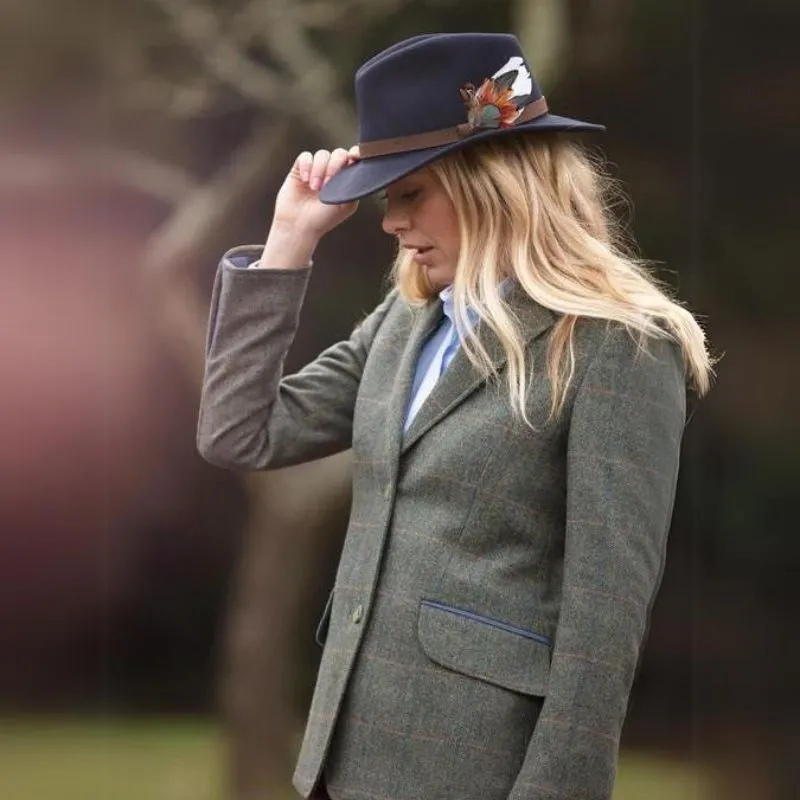 Richmond Ladies Felt Hat With Feather In Navy