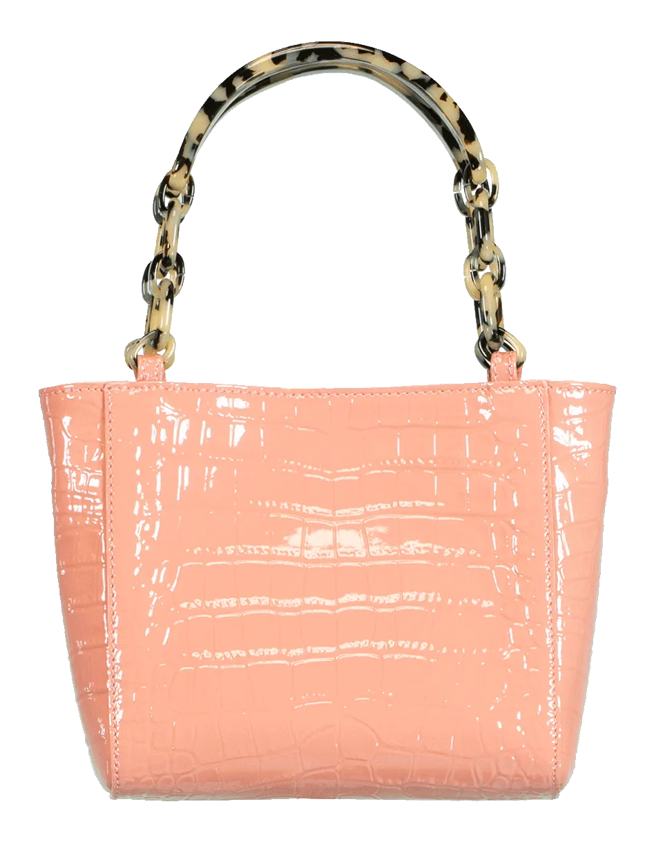 Rose Embossed Crocodile Micro Tote