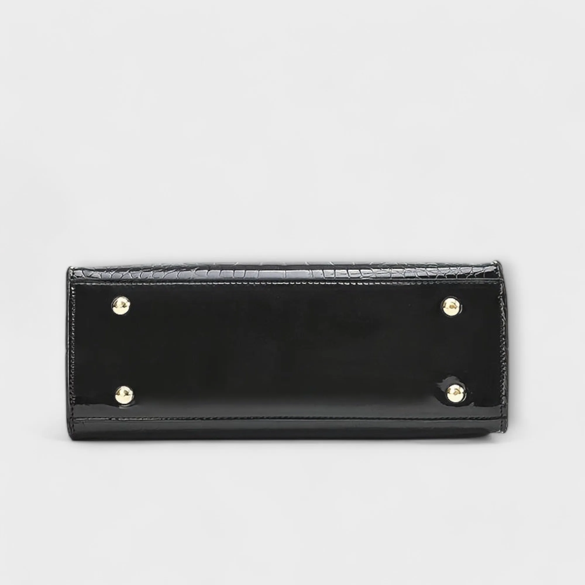 Shiny Crocodile-Embossed Handbag