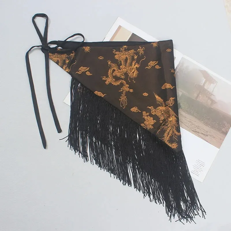 Silk Embroidery Tassel Cummerbund Belt