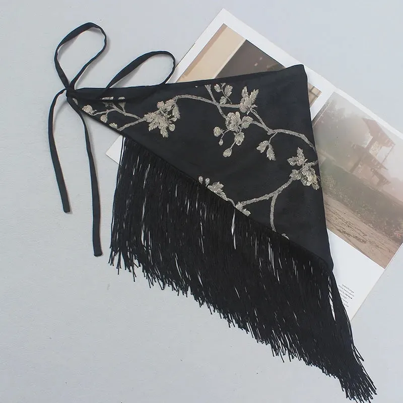 Silk Embroidery Tassel Cummerbund Belt