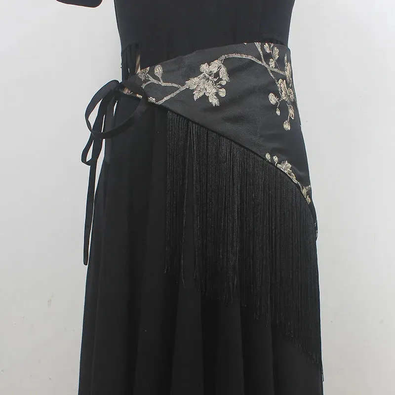 Silk Embroidery Tassel Cummerbund Belt