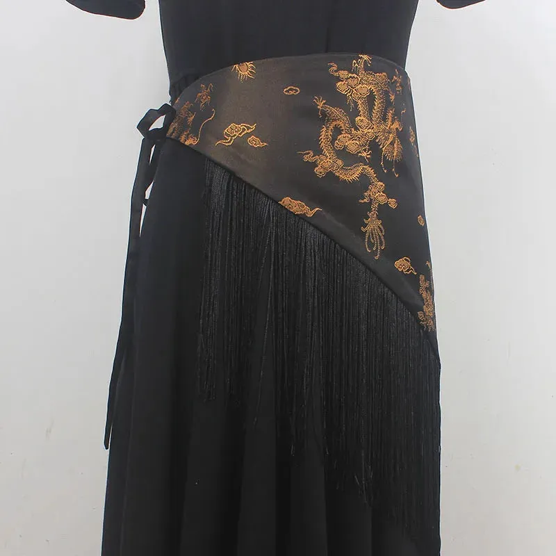 Silk Embroidery Tassel Cummerbund Belt