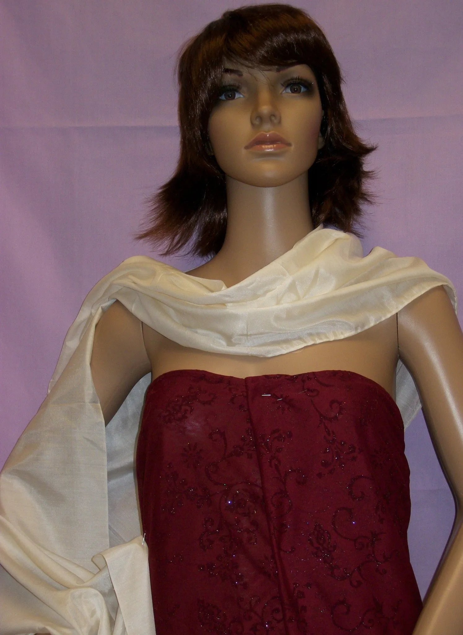 Silk Scarf 2948 Natural Ivory Pure Silk Dupatta Chunni Shawl Wrap Shieno