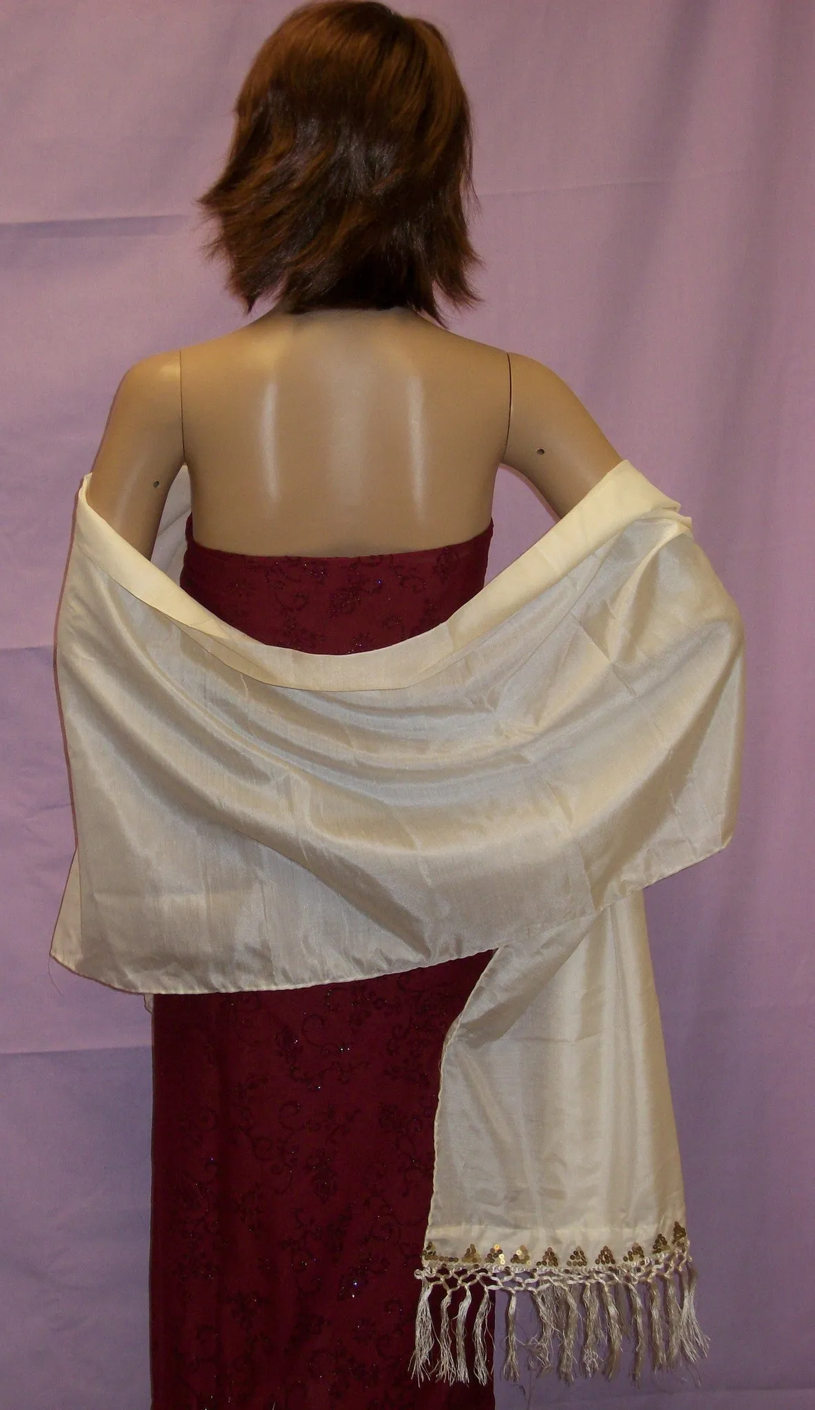 Silk Scarf 2948 Natural Ivory Pure Silk Dupatta Chunni Shawl Wrap Shieno