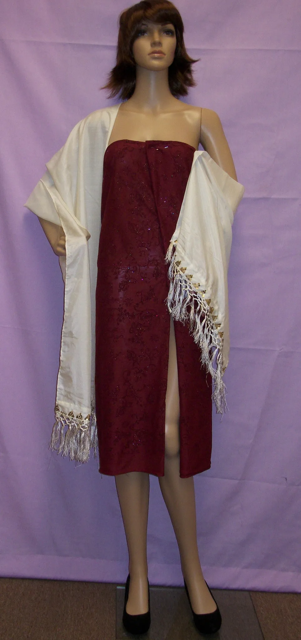 Silk Scarf 2948 Natural Ivory Pure Silk Dupatta Chunni Shawl Wrap Shieno