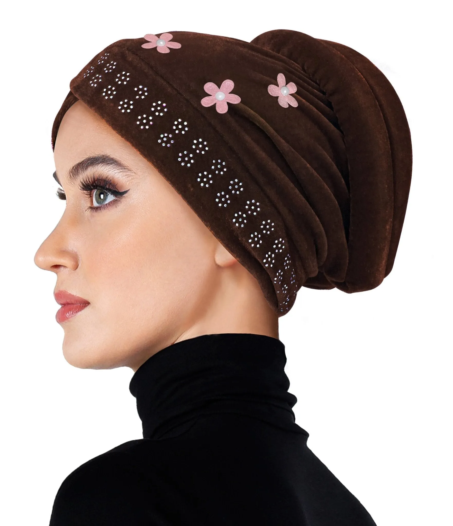 SMALL SIZE Wholesale Set of 6  Velvet Venetian Turban Hijab Caps one of each color