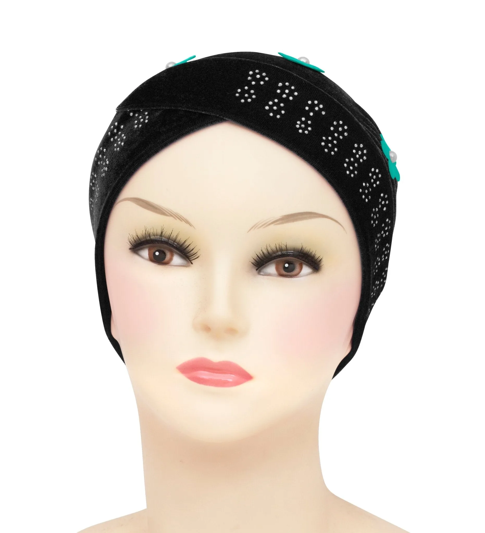 SMALL SIZE Wholesale Set of 6  Velvet Venetian Turban Hijab Caps one of each color