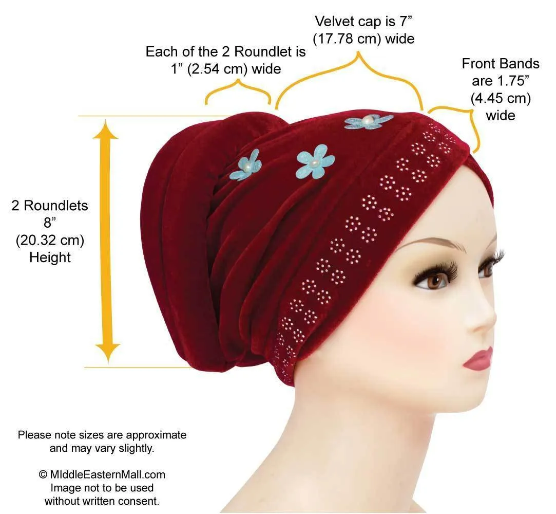 SMALL SIZE Wholesale Set of 6  Velvet Venetian Turban Hijab Caps one of each color