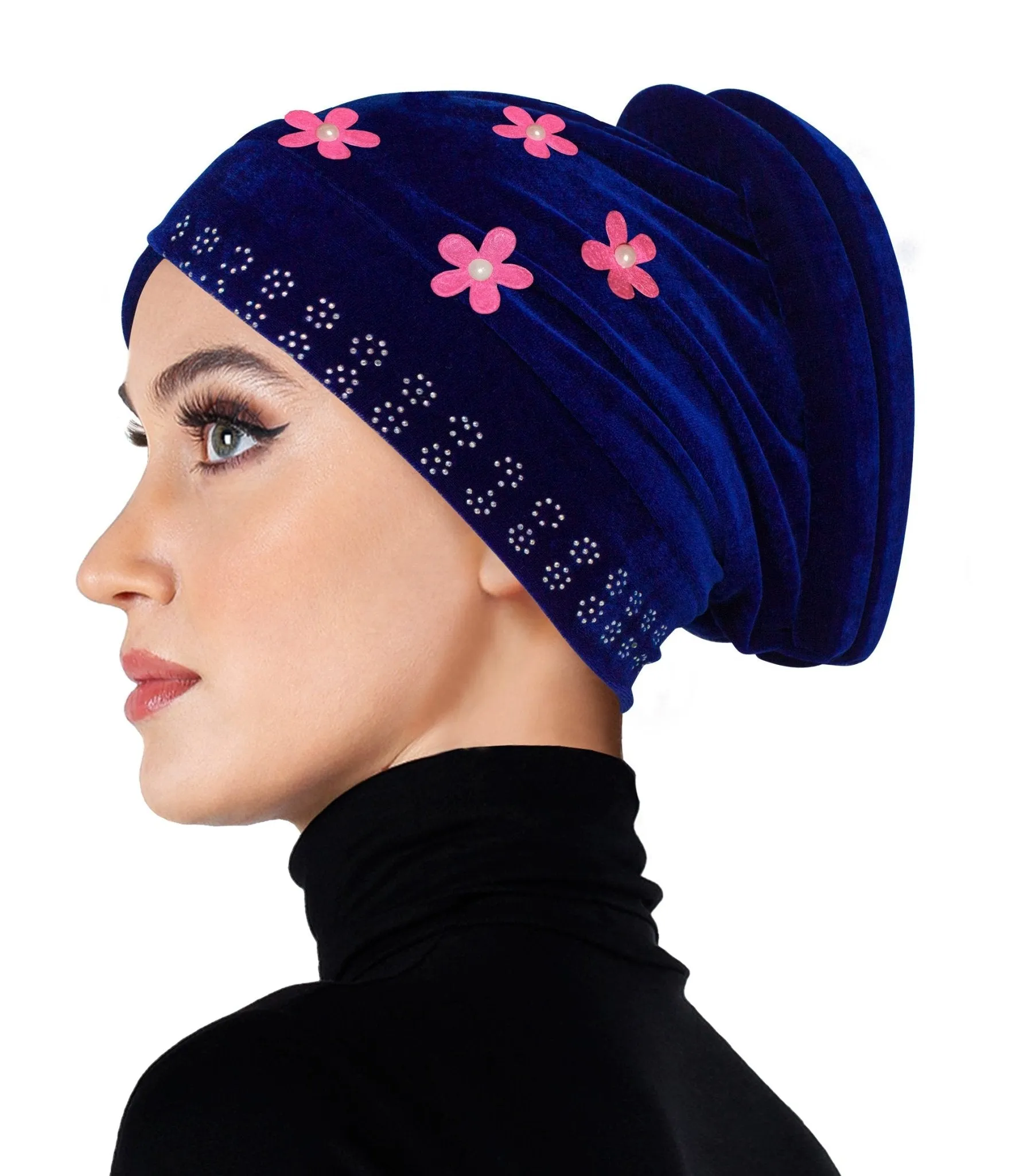 SMALL SIZE Wholesale Set of 6  Velvet Venetian Turban Hijab Caps one of each color
