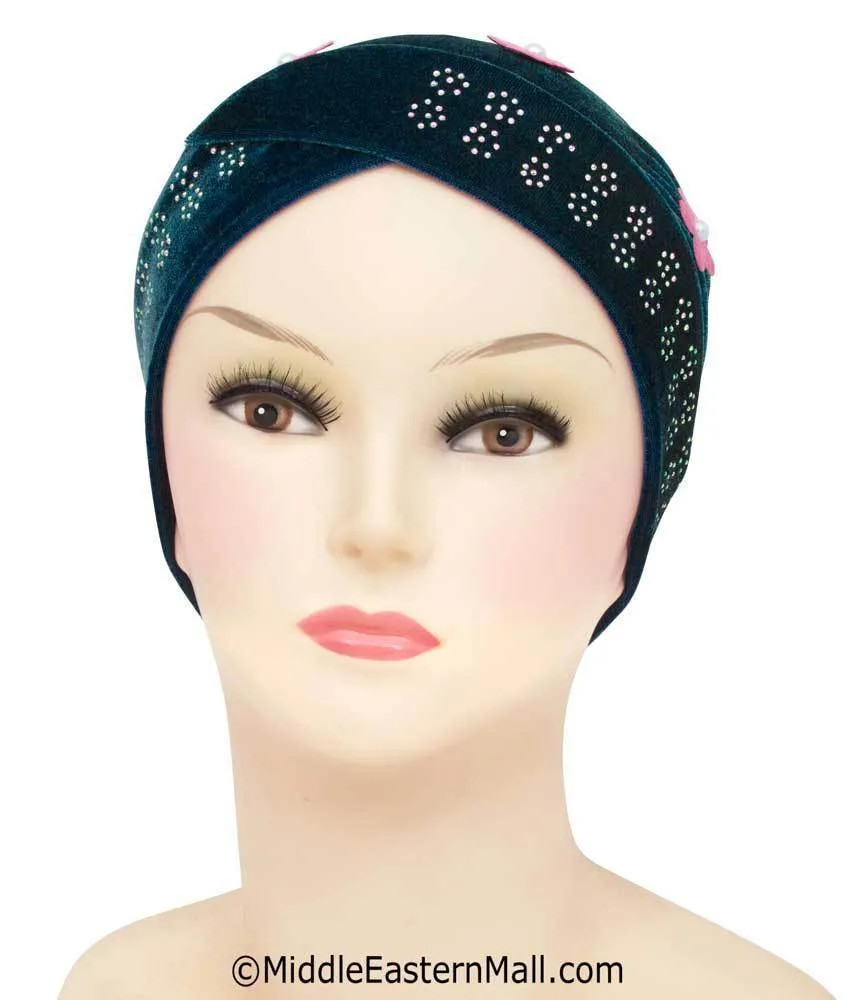 SMALL SIZE Wholesale Set of 6  Velvet Venetian Turban Hijab Caps one of each color