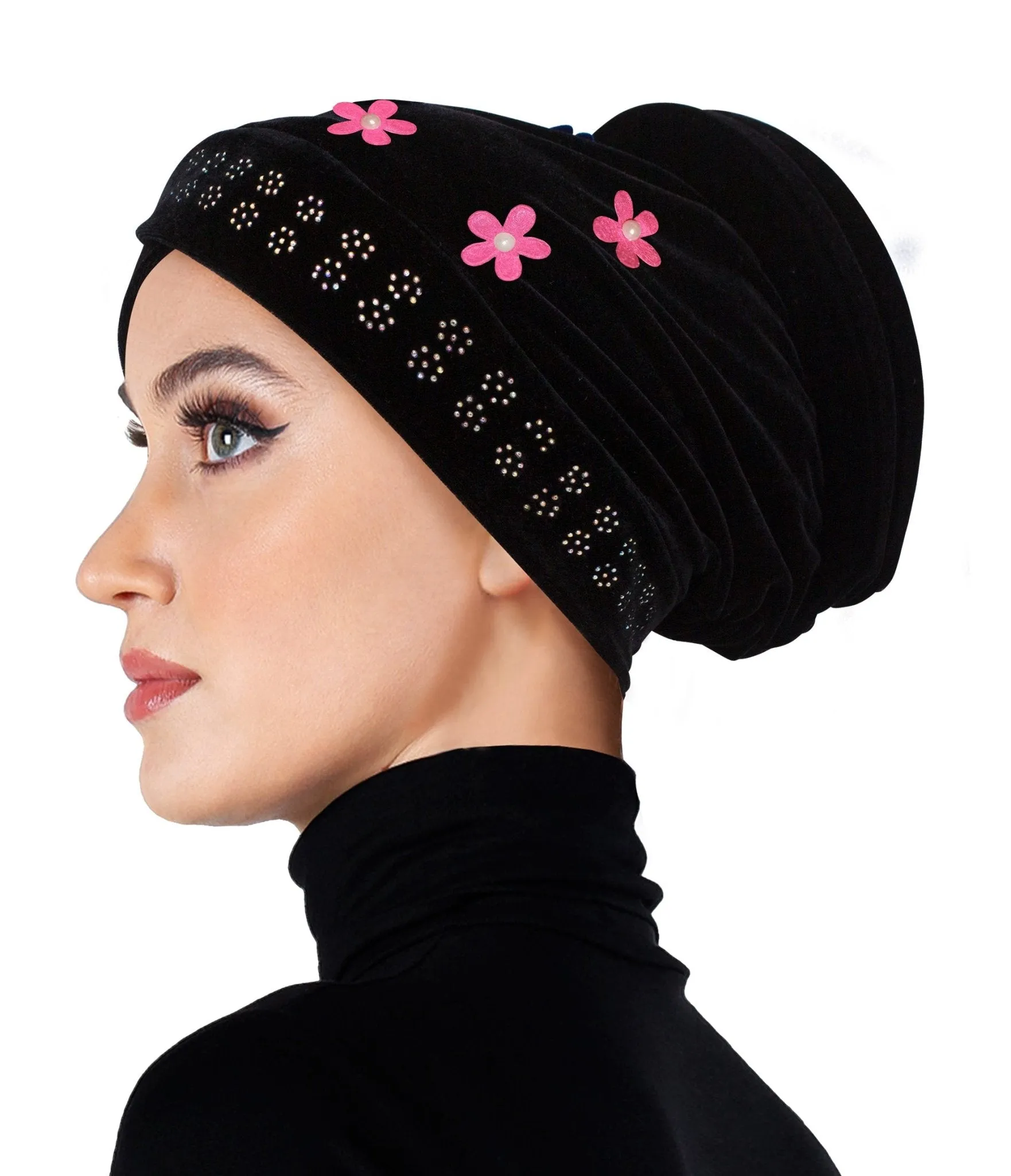 SMALL SIZE Wholesale Set of 6  Velvet Venetian Turban Hijab Caps one of each color