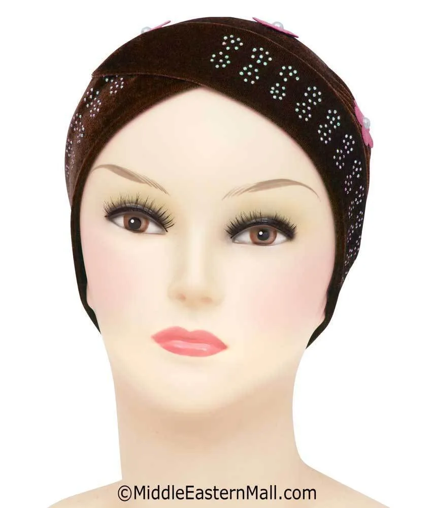 SMALL SIZE Wholesale Set of 6  Velvet Venetian Turban Hijab Caps one of each color