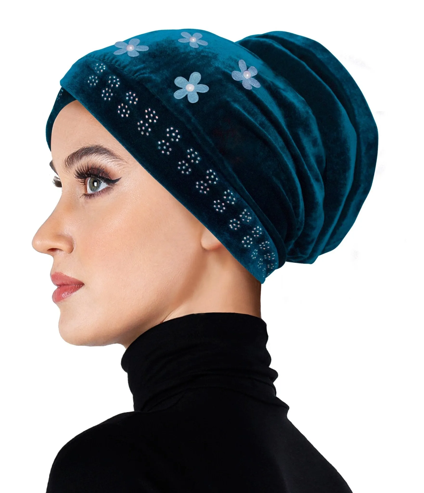 SMALL SIZE Wholesale Set of 6  Velvet Venetian Turban Hijab Caps one of each color