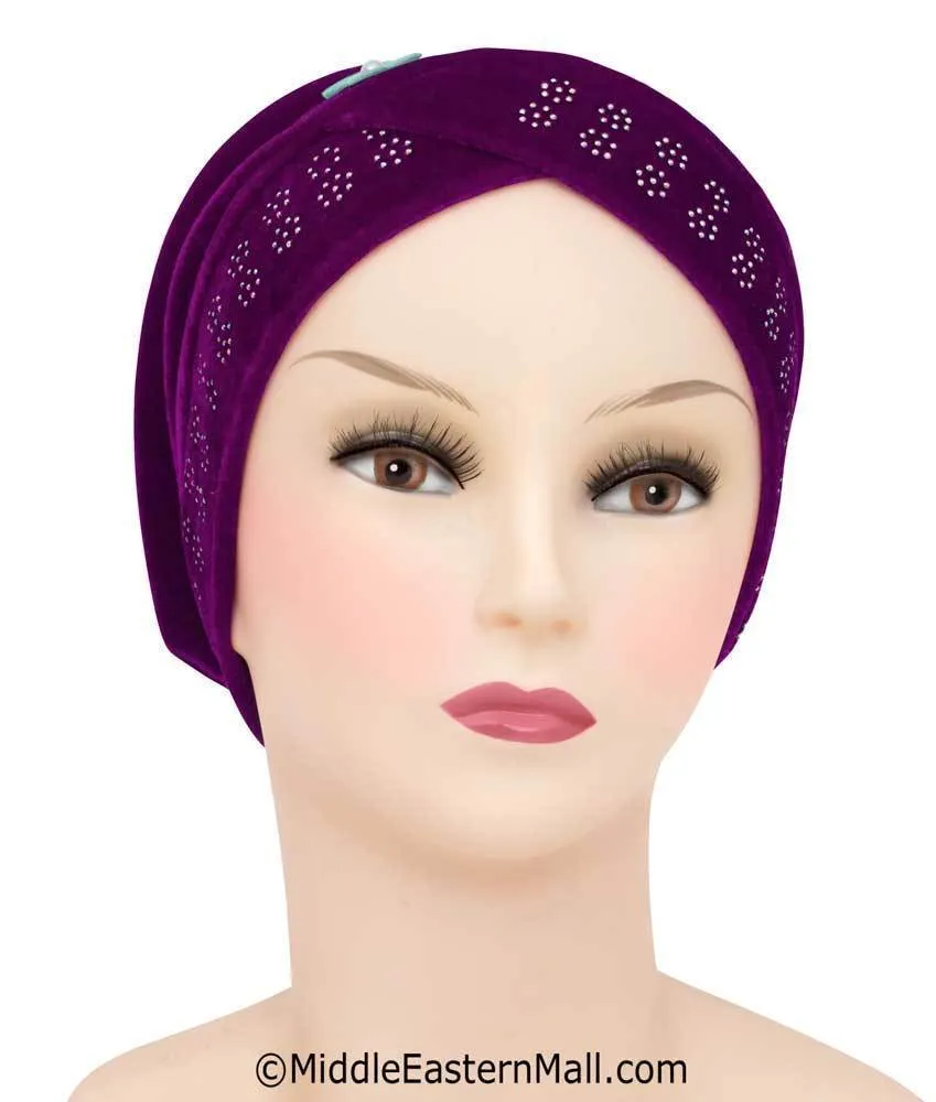 SMALL SIZE Wholesale Set of 6  Velvet Venetian Turban Hijab Caps one of each color