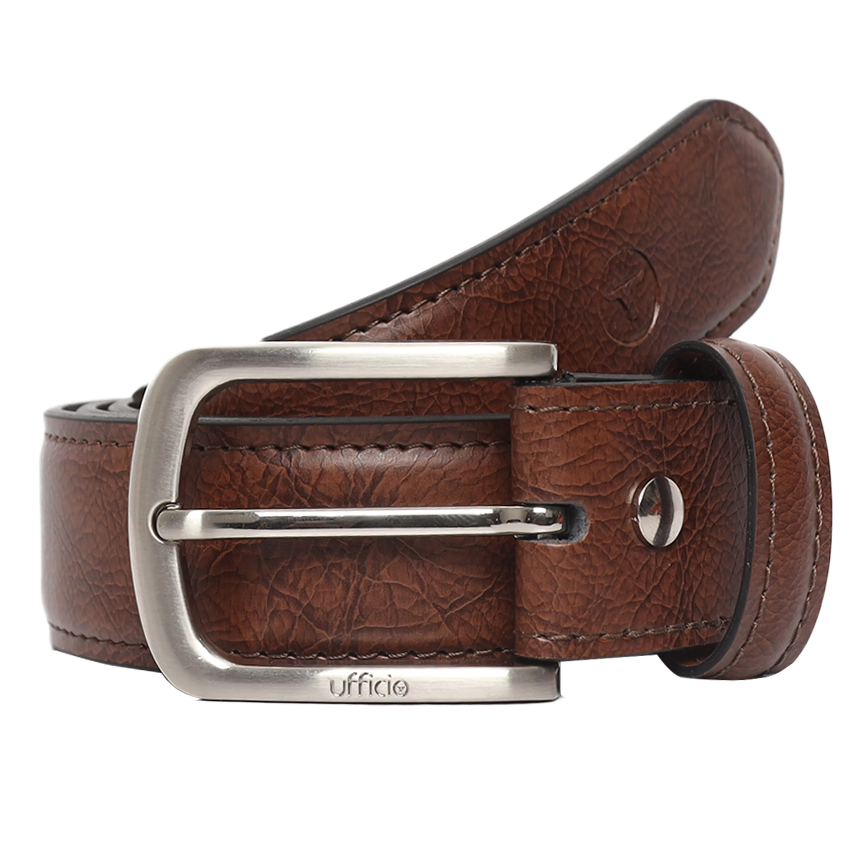 Ufficio Men's Double Color Genuine Leather Belt (Casual, Brown)