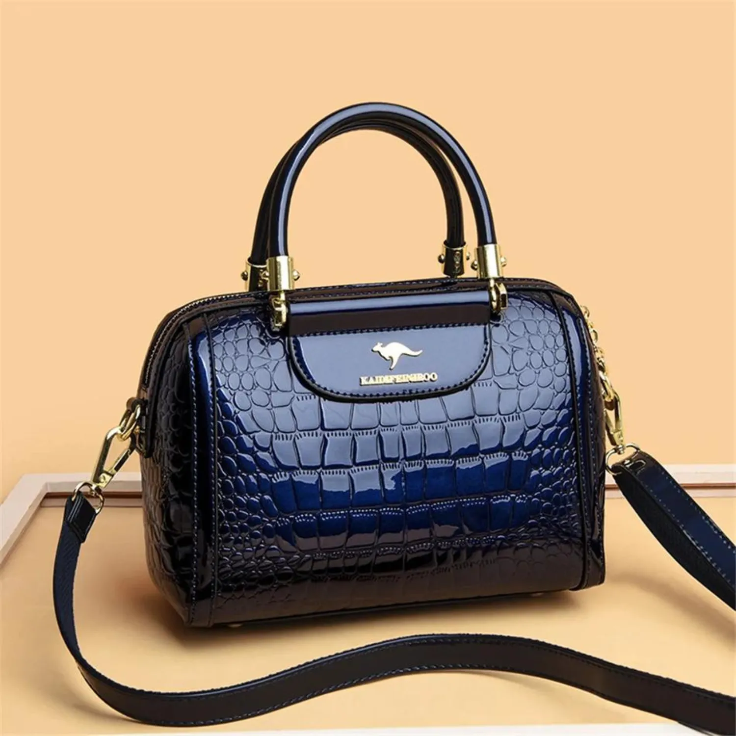 Vintage Luxe Croc-Embossed Handbag