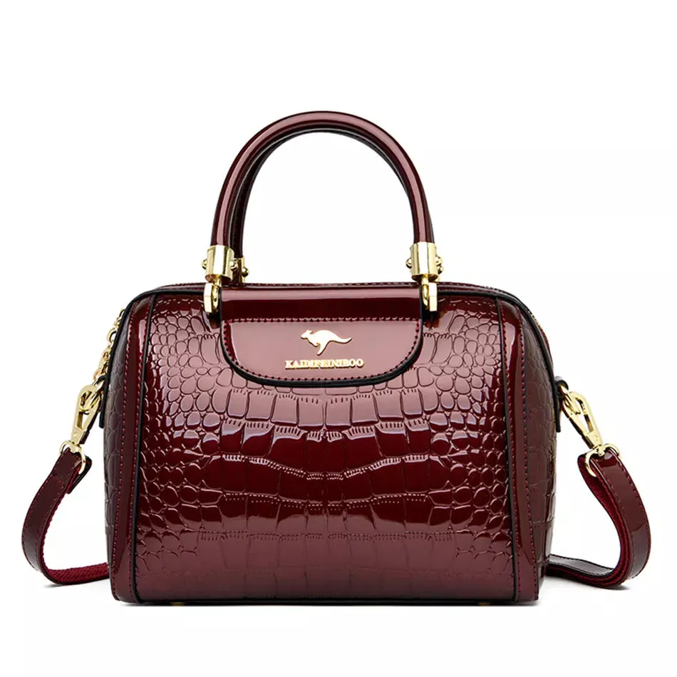 Vintage Luxe Croc-Embossed Handbag
