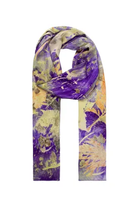 Yellow Pure Silk Hand Printed Ecological Shawl 90 x 200 cm