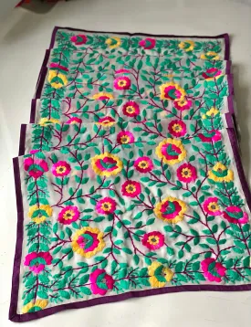 Yellow x Teal Mini Georgette Neck Scarf / Wrap